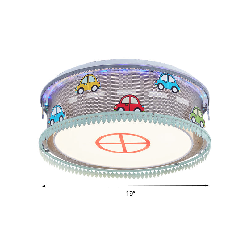 Kid's Drum Bedroom Ceiling Light – Fun Cartoon Design with Multi Color Flush Mount