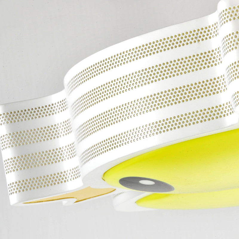 Art Deco LED Ceiling Light: Duck Nursing Room Flush Mount Fixture in Yellow
