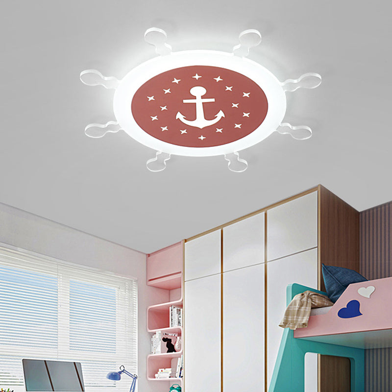 Seaside Anchor Ceiling Light in Yellow for Bedroom - Acrylic Flush Mount Fixture