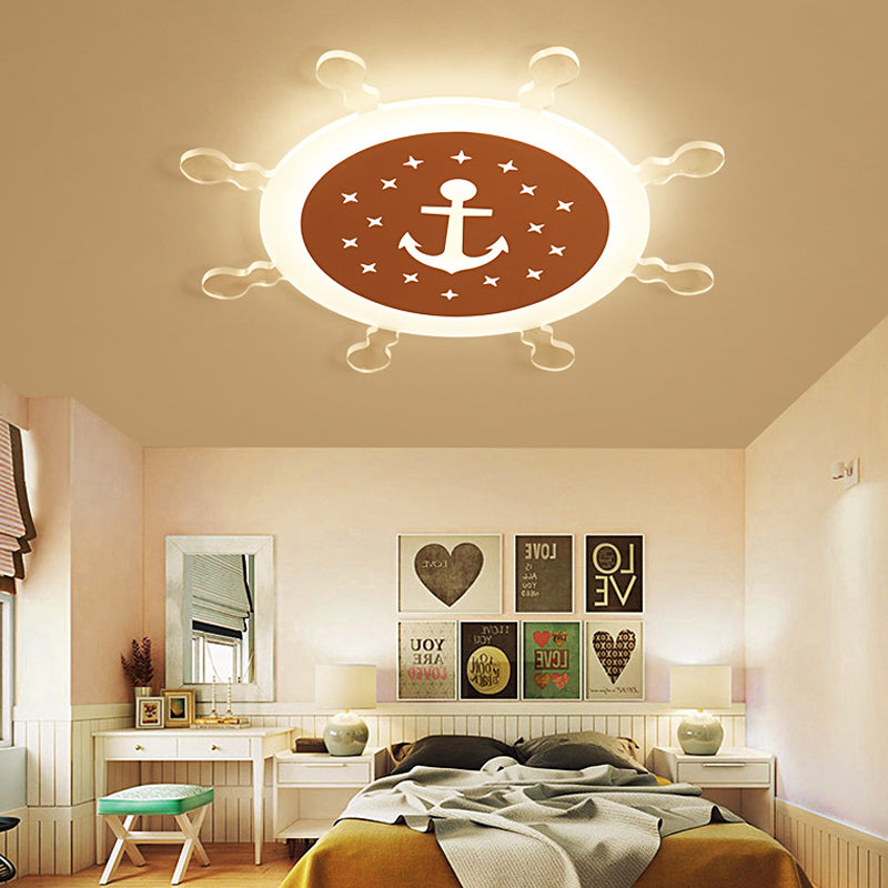 Seaside Anchor Ceiling Light in Yellow for Bedroom - Acrylic Flush Mount Fixture