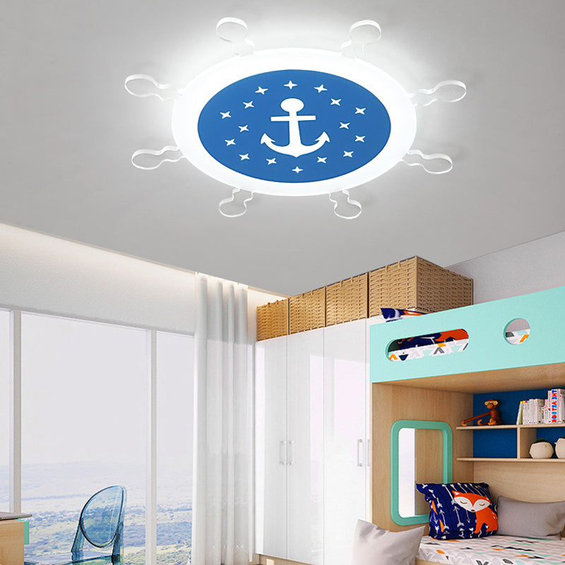 Seaside Anchor Ceiling Light in Yellow for Bedroom - Acrylic Flush Mount Fixture