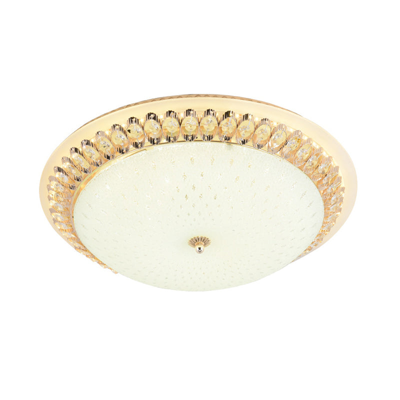 Modernist LED White Ceiling Mount with Clear Crystal Decoration - Dome Glass Flush Lamp in 12"/16"/19.5" Width