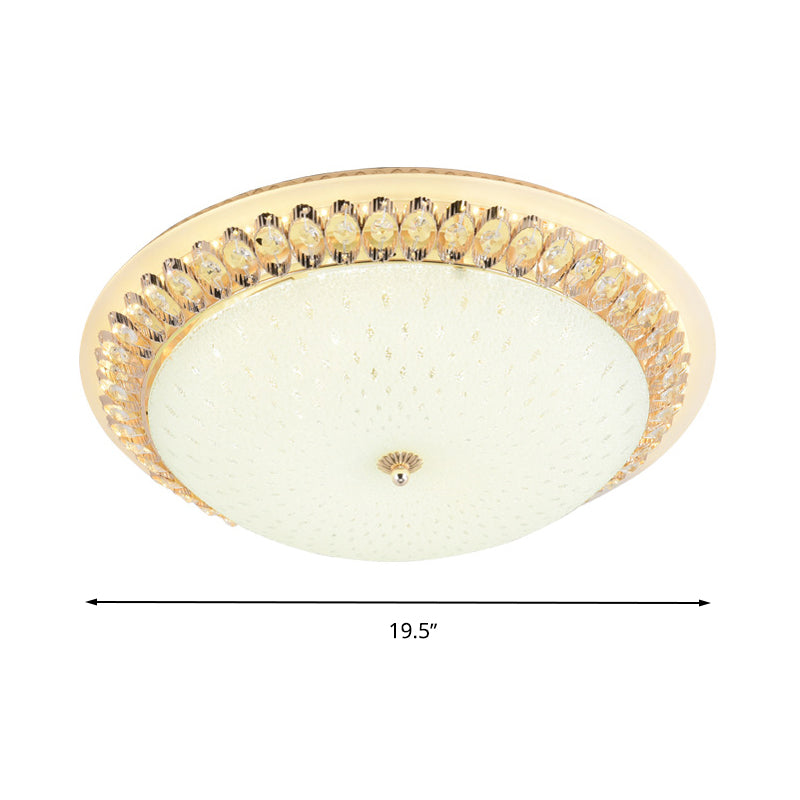 Modernist LED White Ceiling Mount with Clear Crystal Decoration - Dome Glass Flush Lamp in 12"/16"/19.5" Width