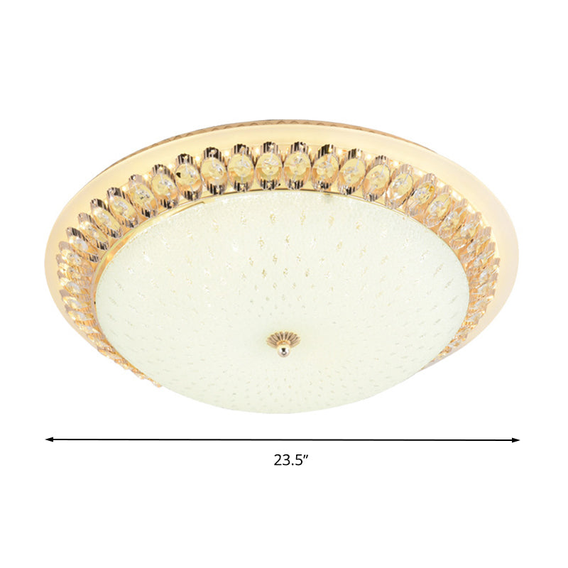 Modernist LED White Ceiling Mount with Clear Crystal Decoration - Dome Glass Flush Lamp in 12"/16"/19.5" Width