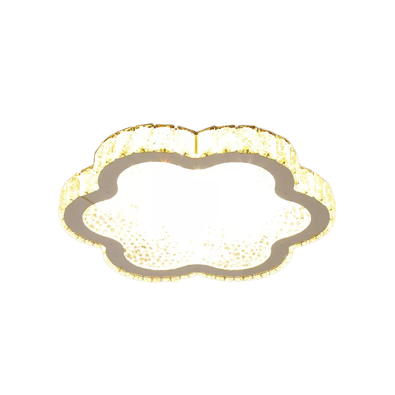 Contemporary Petal Crystal LED Flush Ceiling Light | Stainless-Steel Porch Fixture