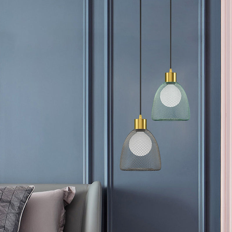 Modernist Metallic Bell Hanging Light Fixture with 1 Bulb - Black/White Pendant Lighting for Dining Room