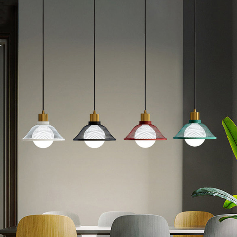 Modernist Metallic Bell Hanging Light Fixture with 1 Bulb - Black/White Pendant Lighting for Dining Room