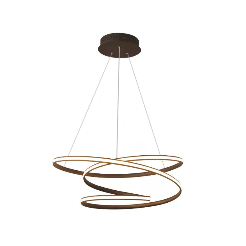 Lustre LED en forme de cercle en fer simpliste de couleur café avec lumière chaude/blanche