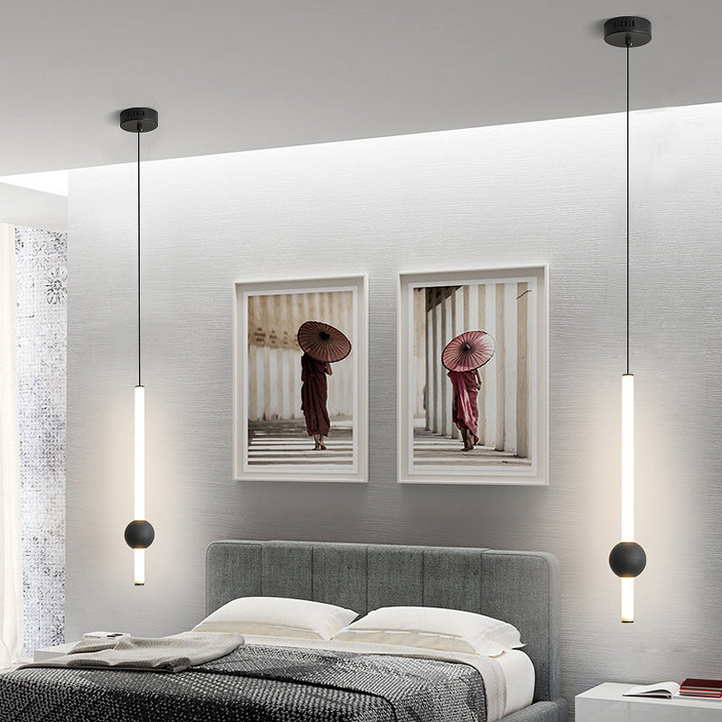 Sleek Sword-Shape LED Hanging Lamp Kit: Simplicity Acrylic | Black/White | Warm/White/3 Color Light