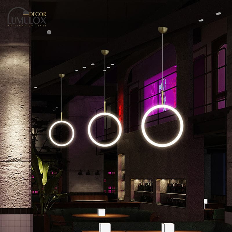 Halo Ring Down Pendant Light in Gold – LED Fixture with Warm/White Light Options