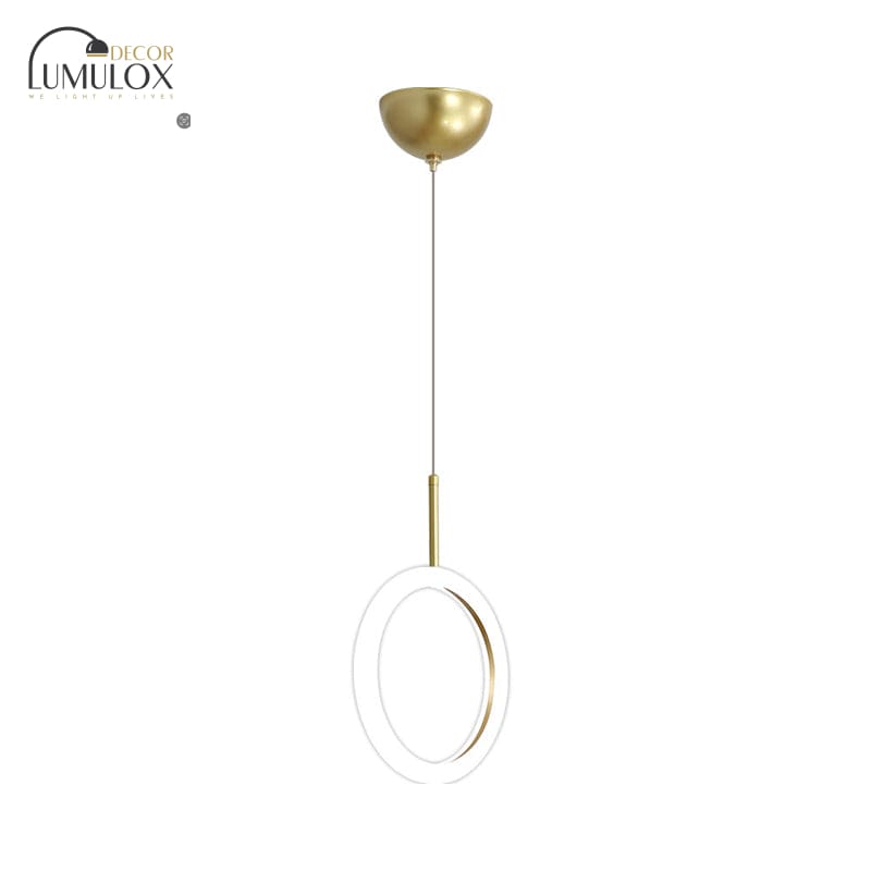 Halo Ring Down Pendant Light in Gold – LED Fixture with Warm/White Light Options