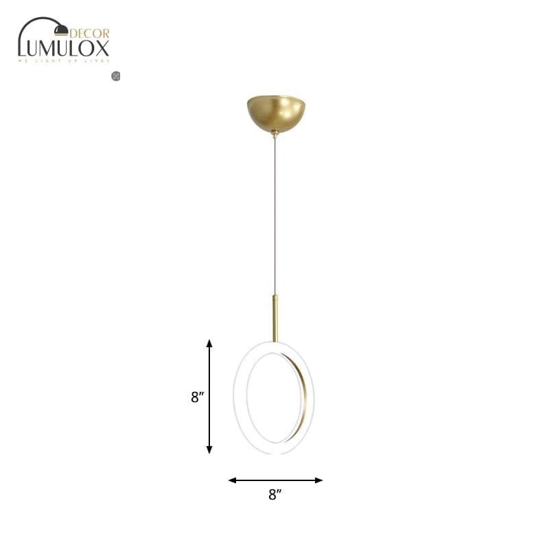 Halo Ring Down Pendant Light in Gold – LED Fixture with Warm/White Light Options