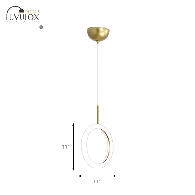 Halo Ring Down Pendant Light in Gold – LED Fixture with Warm/White Light Options