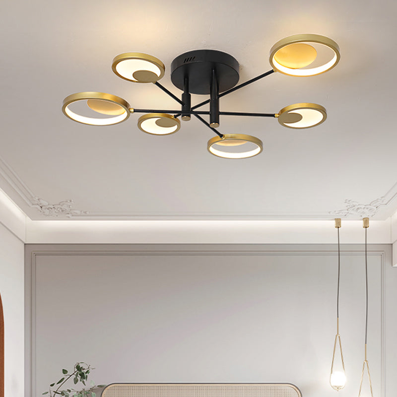 Moderner goldener Molekül-Deckenleuchter mit 4/6/8 Köpfen in warmweißem Licht