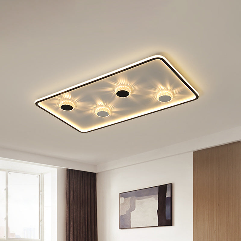 Minimalist Black LED Flush Mount Ceiling Lamp with Acrylic Round/Rectangle/Square Design in Warm/White Light - Decorative Crystal Included