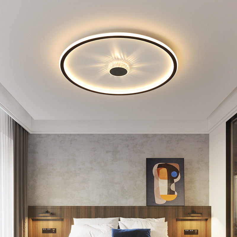 Minimalist Black LED Flush Mount Ceiling Lamp with Acrylic Round/Rectangle/Square Design in Warm/White Light - Decorative Crystal Included