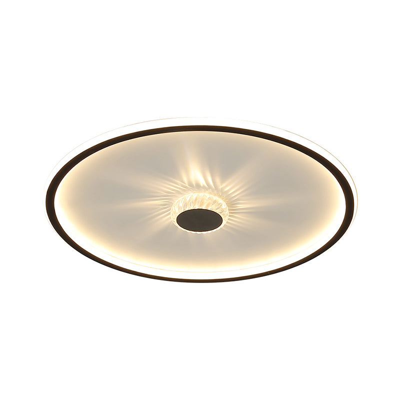 Minimalist Black LED Flush Mount Ceiling Lamp with Acrylic Round/Rectangle/Square Design in Warm/White Light - Decorative Crystal Included