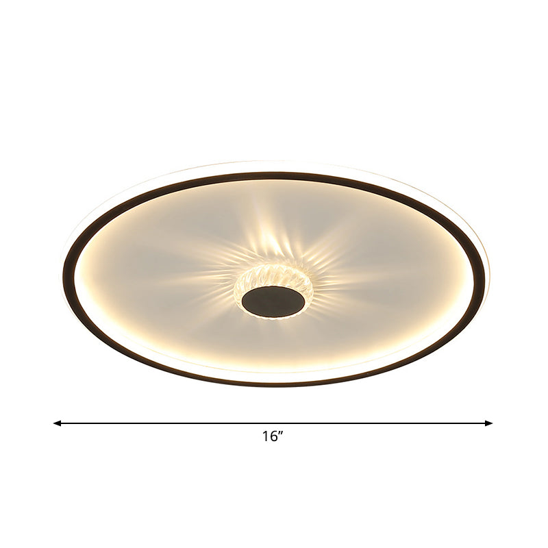 Minimalist Black LED Flush Mount Ceiling Lamp with Acrylic Round/Rectangle/Square Design in Warm/White Light - Decorative Crystal Included