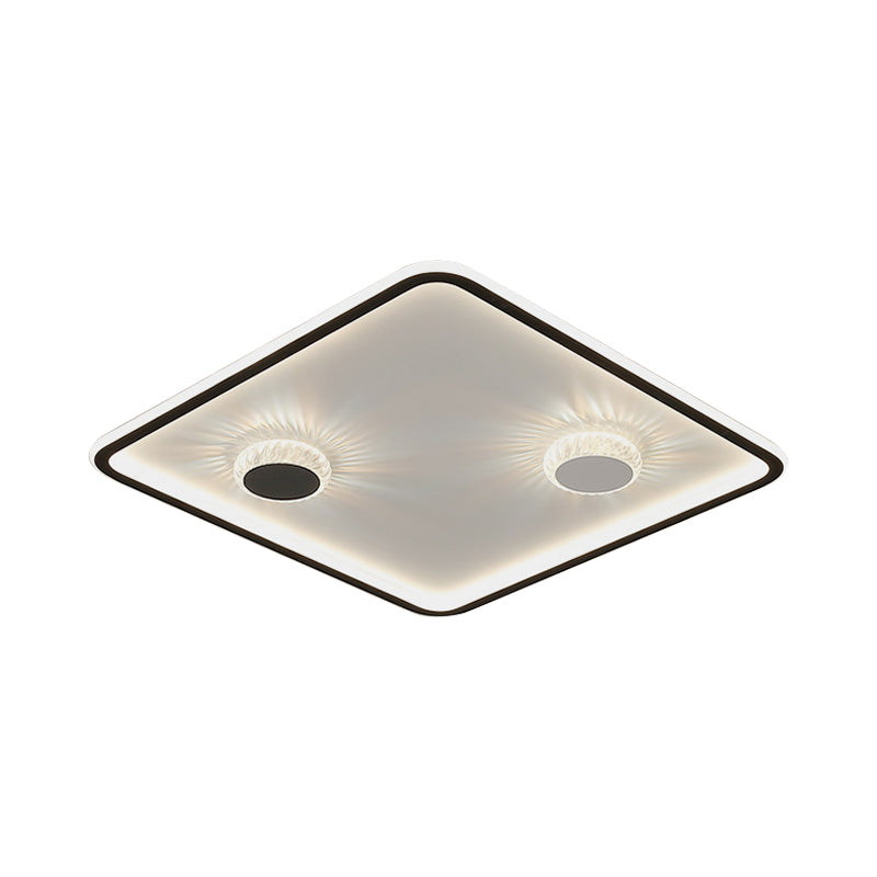 Minimalist Black LED Flush Mount Ceiling Lamp with Acrylic Round/Rectangle/Square Design in Warm/White Light - Decorative Crystal Included