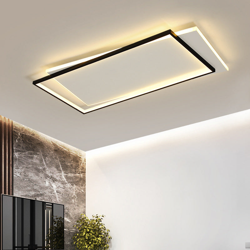 Sleek Dual Flush Mount Simplicity Acrylic Black LED Ceiling Light - Warm/White LED Lighting