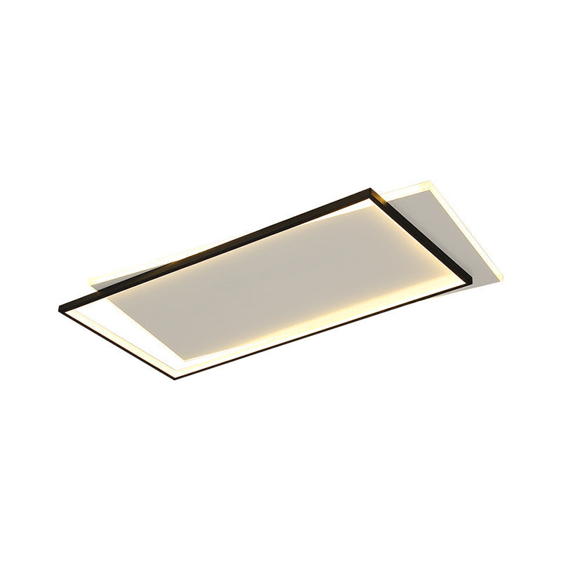 Sleek Dual Flush Mount Simplicity Acrylic Black LED Ceiling Light - Warm/White LED Lighting