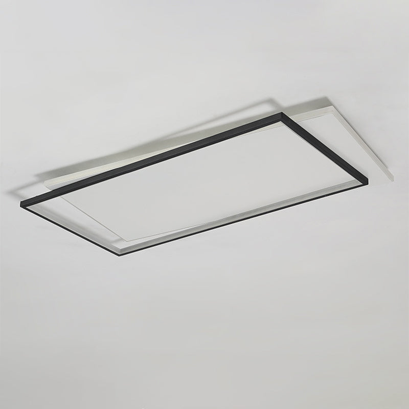 Sleek Dual Flush Mount Simplicity Acrylic Black LED Ceiling Light - Warm/White LED Lighting