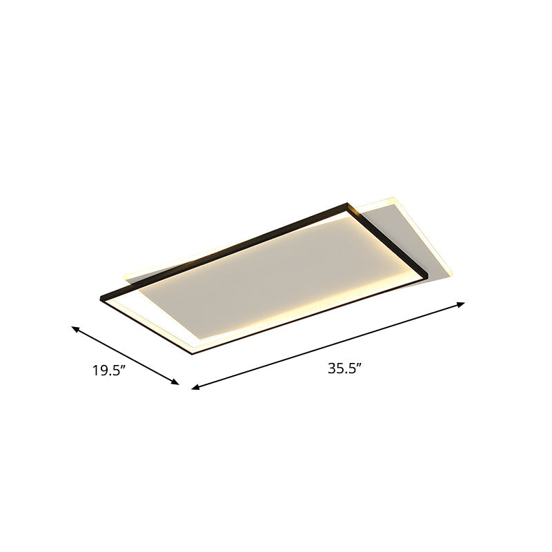 Sleek Dual Flush Mount Simplicity Acrylic Black LED Ceiling Light - Warm/White LED Lighting