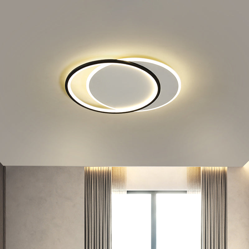 Sleek Dual Flush Mount Simplicity Acrylic Black LED Ceiling Light - Warm/White LED Lighting