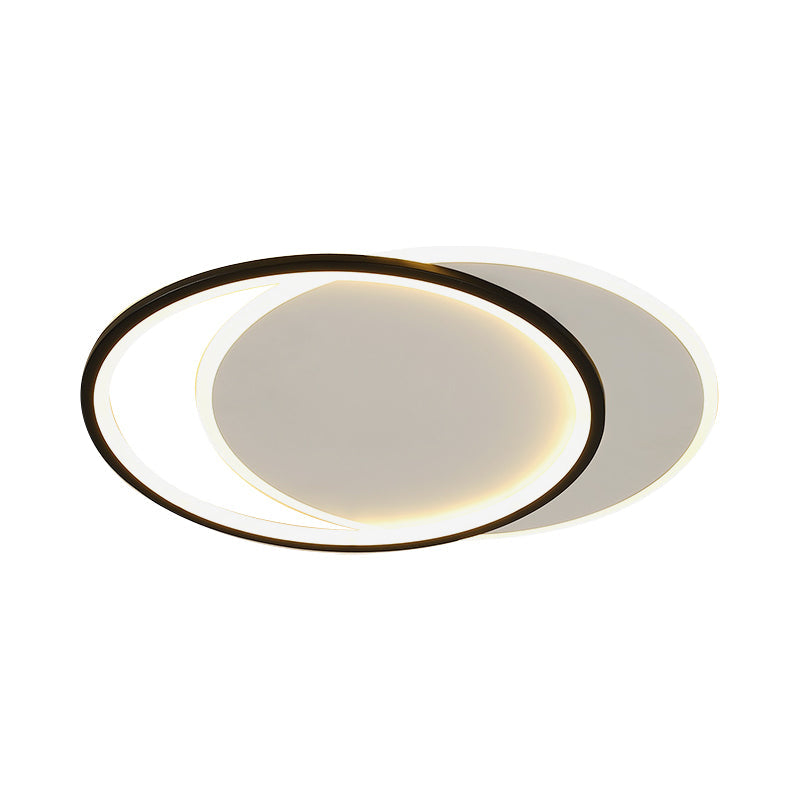 Sleek Dual Flush Mount Simplicity Acrylic Black LED Ceiling Light - Warm/White LED Lighting