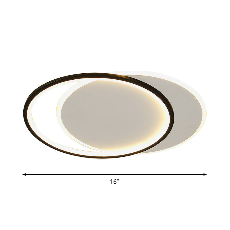 Sleek Dual Flush Mount Simplicity Acrylic Black LED Ceiling Light - Warm/White LED Lighting