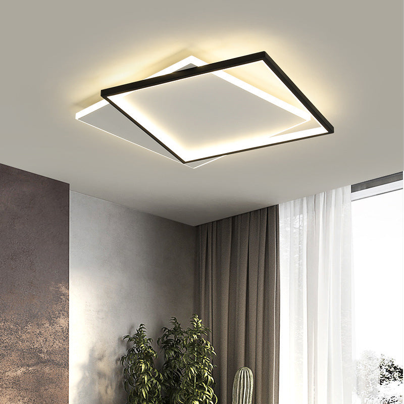Sleek Dual Flush Mount Simplicity Acrylic Black LED Ceiling Light - Warm/White LED Lighting