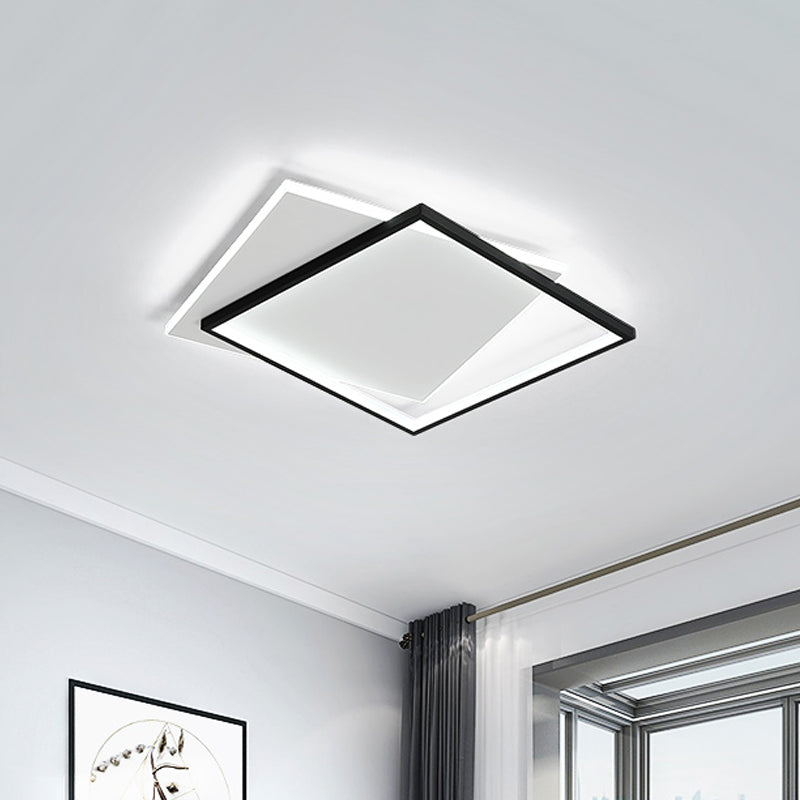 Sleek Dual Flush Mount Simplicity Acrylic Black LED Ceiling Light - Warm/White LED Lighting