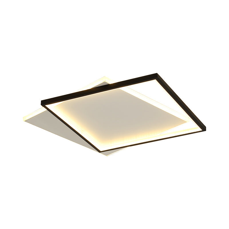 Sleek Dual Flush Mount Simplicity Acrylic Black LED Ceiling Light - Warm/White LED Lighting