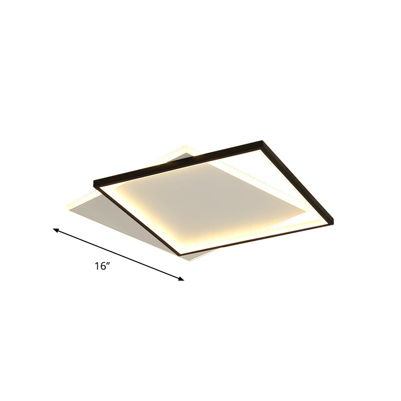 Sleek Dual Flush Mount Simplicity Acrylic Black LED Ceiling Light - Warm/White LED Lighting