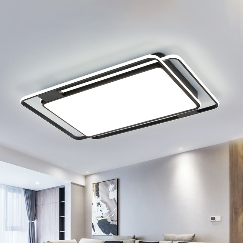 Modern LED Acrylic Ceiling Flushmount Lighting in Warm/White Light for Bedroom - Black Square/Round/Rectangle Design