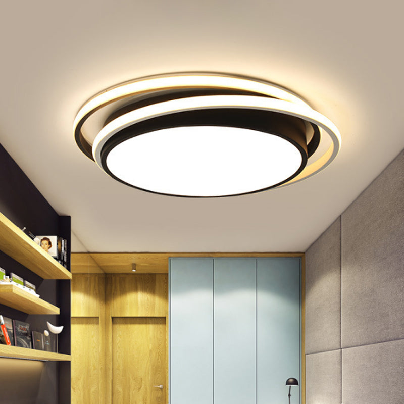 Modern LED Acrylic Ceiling Flushmount Lighting in Warm/White Light for Bedroom - Black Square/Round/Rectangle Design