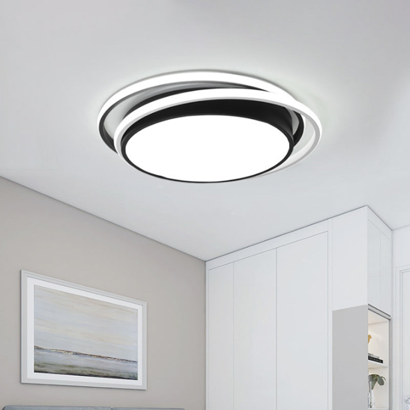 Modern LED Acrylic Ceiling Flushmount Lighting in Warm/White Light for Bedroom - Black Square/Round/Rectangle Design