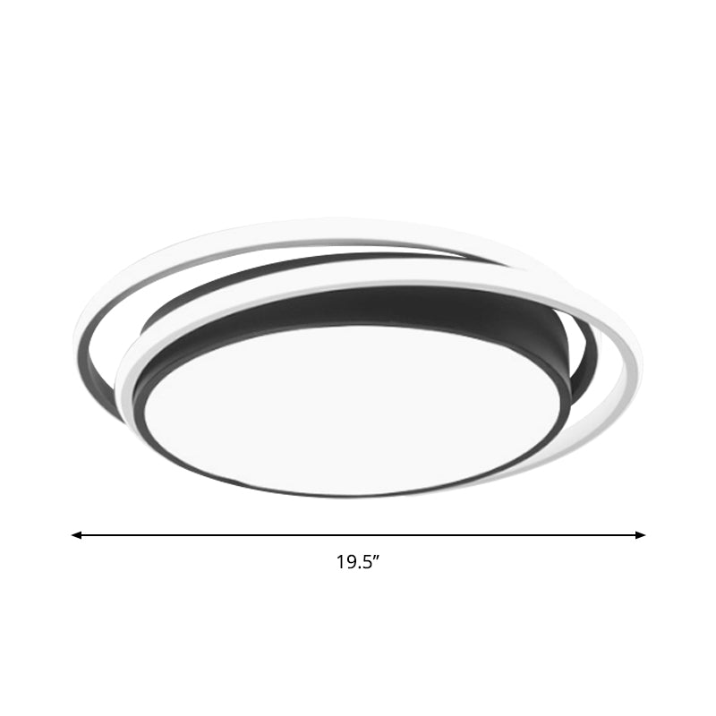 Modern LED Acrylic Ceiling Flushmount Lighting in Warm/White Light for Bedroom - Black Square/Round/Rectangle Design