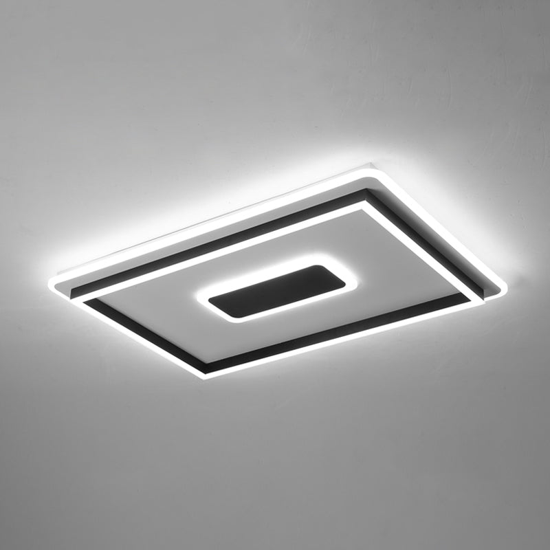 Modern Black LED Flush-Mount Ceiling Lamp with Acrylic Shade - Living Room Light, White/3 Color Light