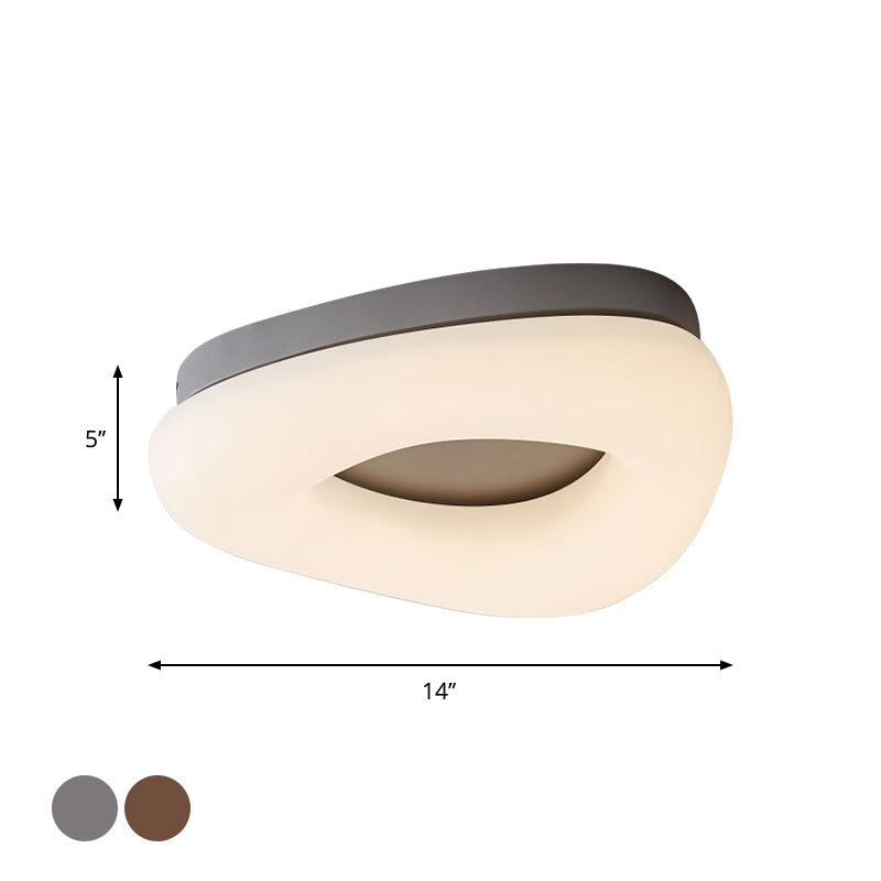 Plafonnier LED minimaliste gris/café - Abat-jour en acrylique moderne - Montage encastré pour couloir