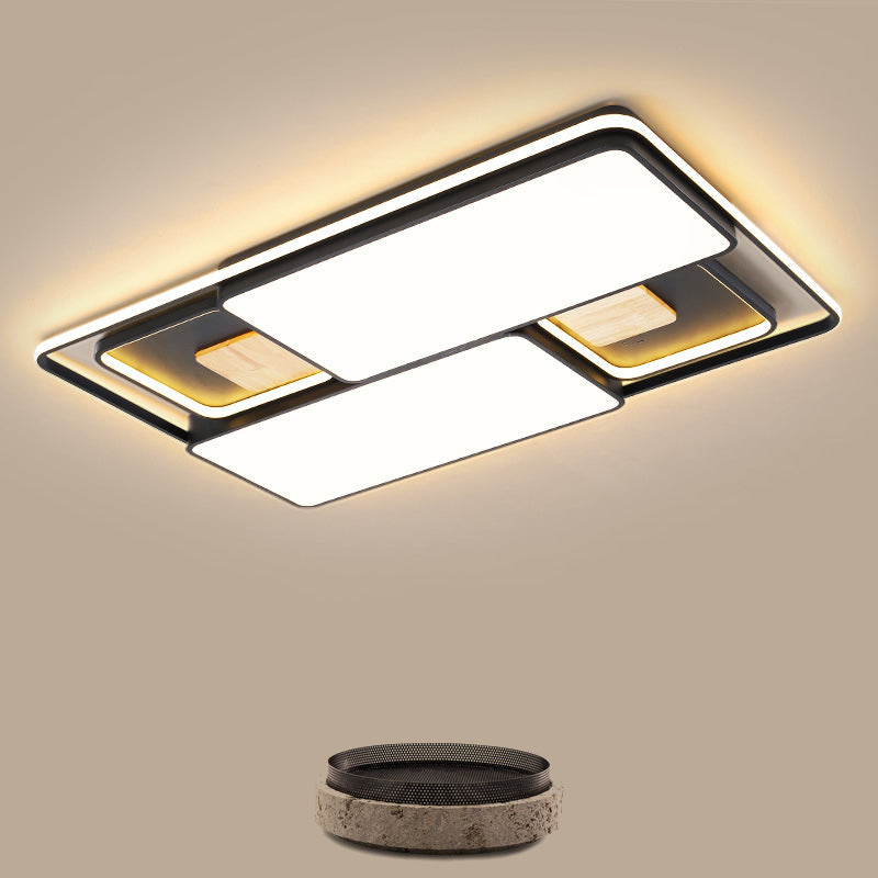 Minimalist Rectangular/Square LED Flushmount Ceiling Light in Grey/Black with Warm/White Light