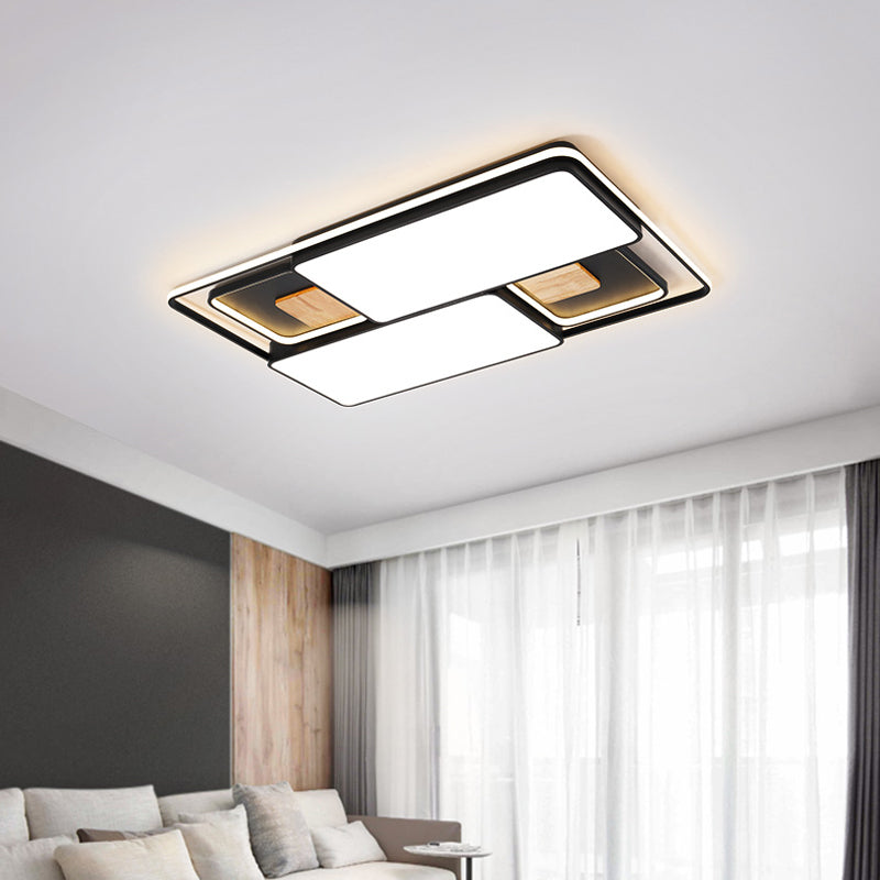 Minimalist Rectangular/Square LED Flushmount Ceiling Light in Grey/Black with Warm/White Light