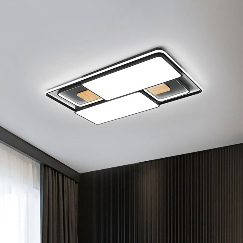 Minimalist Rectangular/Square LED Flushmount Ceiling Light in Grey/Black with Warm/White Light