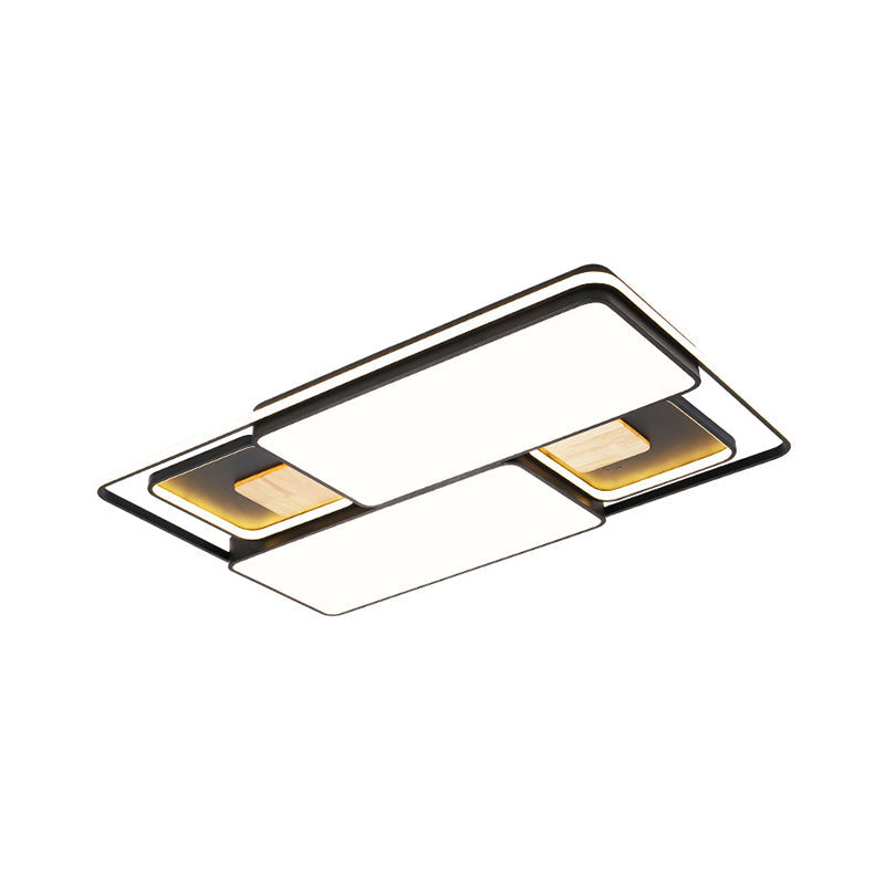 Minimalist Rectangular/Square LED Flushmount Ceiling Light in Grey/Black with Warm/White Light