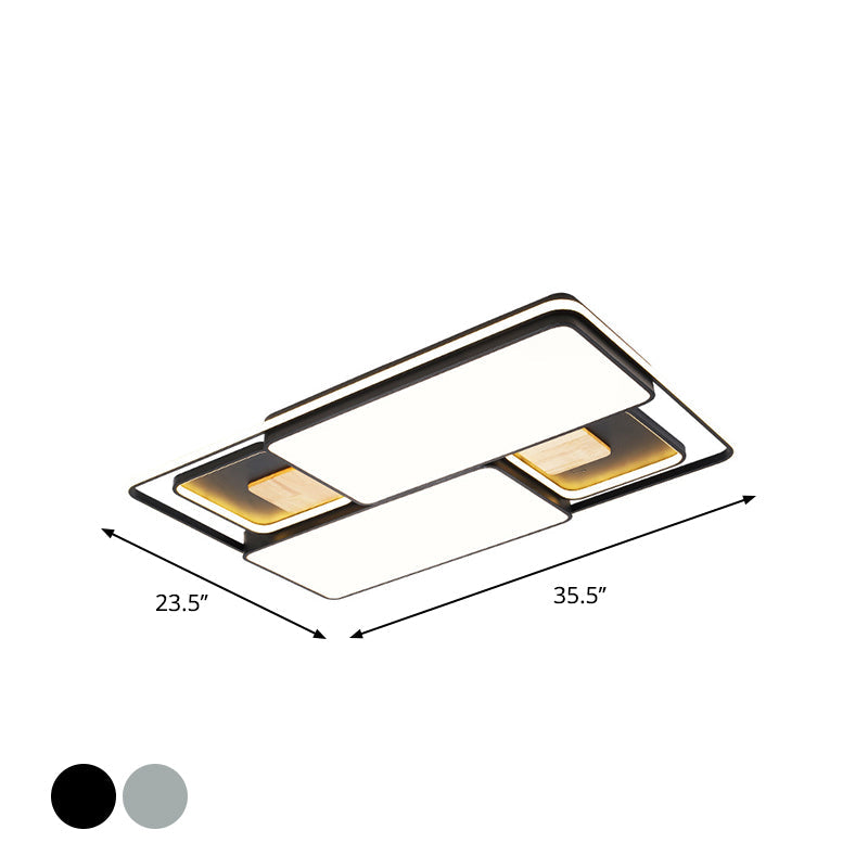 Minimalist Rectangular/Square LED Flushmount Ceiling Light in Grey/Black with Warm/White Light