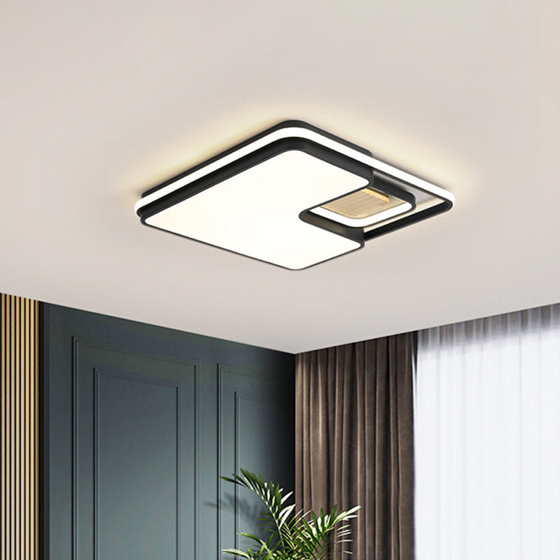 Minimalist Rectangular/Square LED Flushmount Ceiling Light in Grey/Black with Warm/White Light