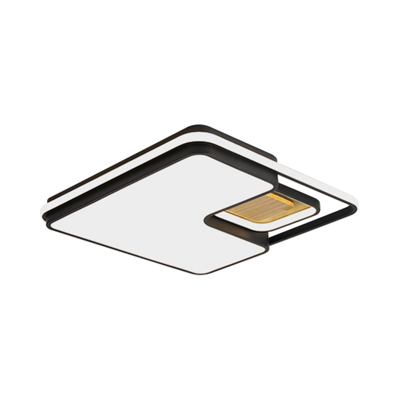 Minimalist Rectangular/Square LED Flushmount Ceiling Light in Grey/Black with Warm/White Light