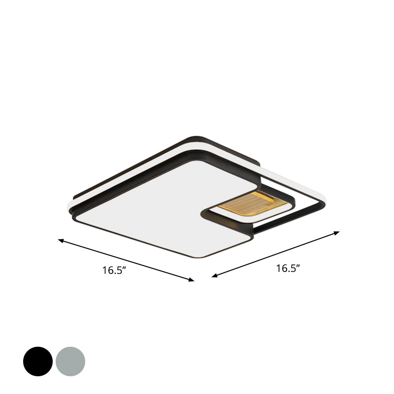 Minimalist Rectangular/Square LED Flushmount Ceiling Light in Grey/Black with Warm/White Light