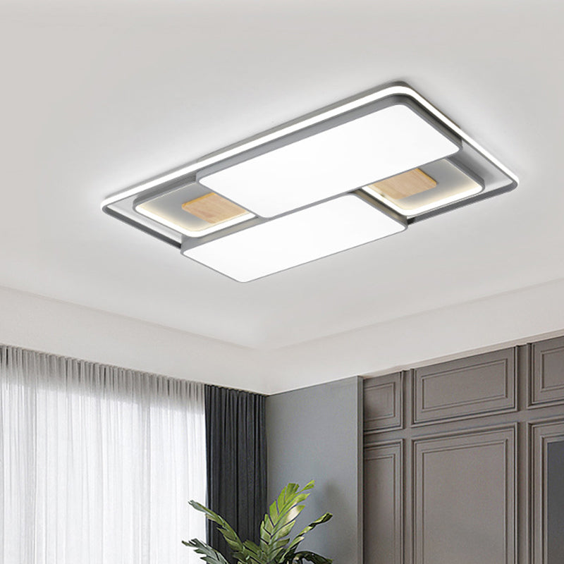 Minimalist Rectangular/Square LED Flushmount Ceiling Light in Grey/Black with Warm/White Light