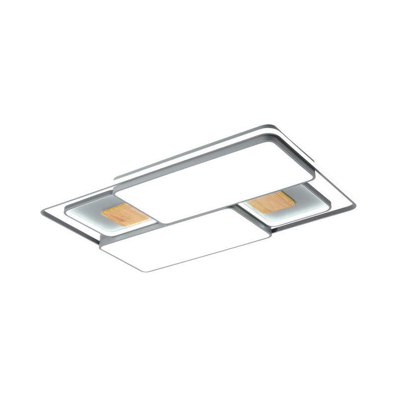 Minimalist Rectangular/Square LED Flushmount Ceiling Light in Grey/Black with Warm/White Light